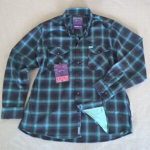 New Dixxon Flannel Co. Borealis Bamboo Flannel Shirt Men's 2XL Teal Purple Black